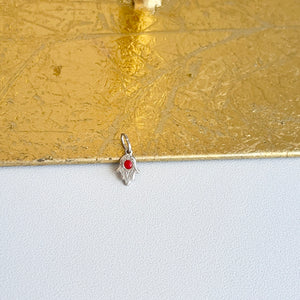 14KT White Gold Mini Size Red Enamel Filigree Hamsa Pendant Charm