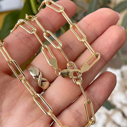 14KT Yellow Gold-Filled Silver 5mm Paper Clip Chain Necklace