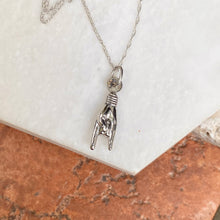 Load image into Gallery viewer, 14KT White Gold Mano Cornuto Pendant Chain Necklace