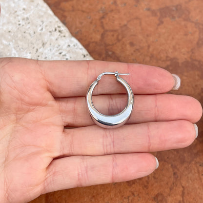 Sterling Silver Tapered Tube Round Hoop Earrings 26mm