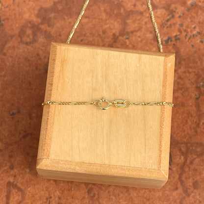 14KT Yellow Gold 1.2mm Figaro Chain Link Necklace