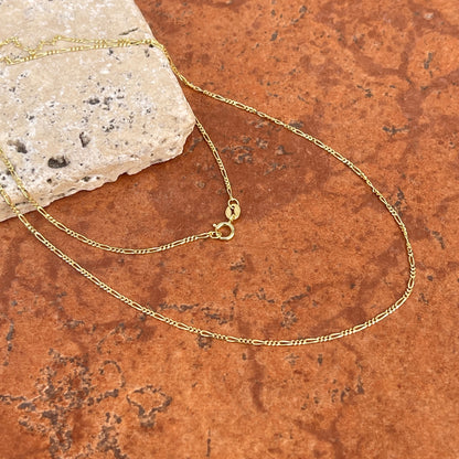 14KT Yellow Gold 1.2mm Figaro Chain Link Necklace