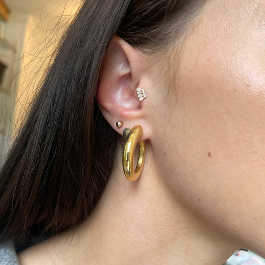 14KT Yellow Gold Marquise CZ Cartilage Stud Earring