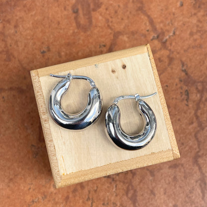 Sterling Silver Chunky Tube Round Hoop Earrings 18mm