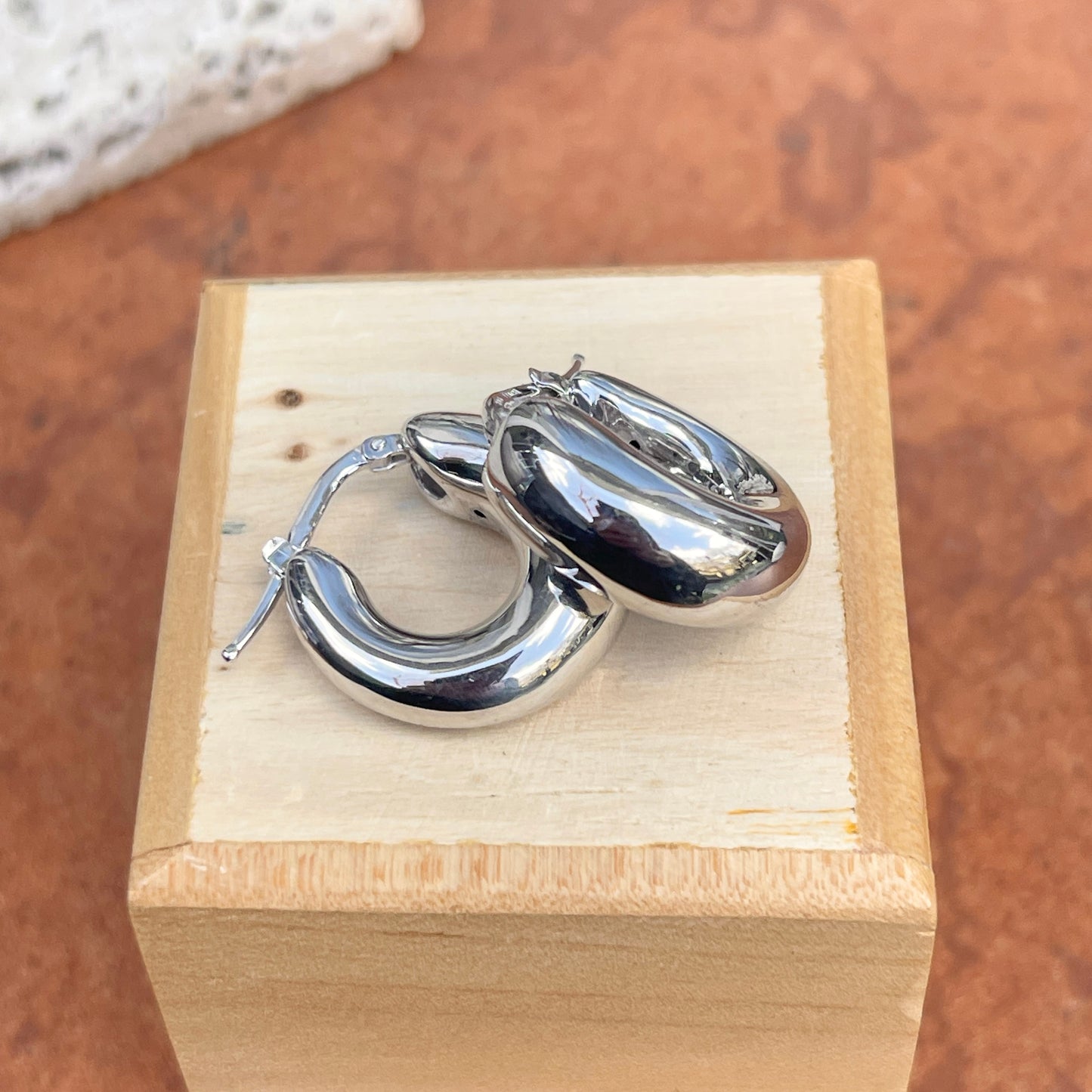 Sterling Silver Chunky Tube Round Hoop Earrings 18mm