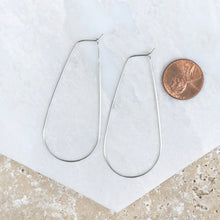 Load image into Gallery viewer, Sterling Silver Teardrop Wire Hoop Earrings 60mm, Sterling Silver Teardrop Wire Hoop Earrings 60mm - Legacy Saint Jewelry
