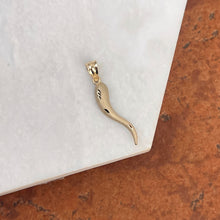 Load image into Gallery viewer, 14KT Yellow Gold Diamond-Cut &quot;Cornicello&quot; Italian Horn Pendant 30mm