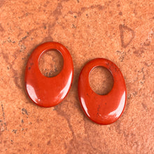 Load image into Gallery viewer, Estate Red Jasper Oval Disc Gemstone Earrings Charms