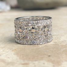Load image into Gallery viewer, Sterling Silver Pave CZ Fleur de Lis Ring Size 8, Sterling Silver Pave CZ Fleur de Lis Ring Size 8 - Legacy Saint Jewelry