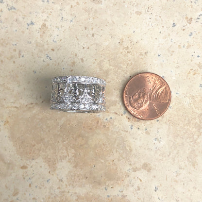 Sterling Silver Pave CZ Fleur de Lis Ring Size 8, Sterling Silver Pave CZ Fleur de Lis Ring Size 8 - Legacy Saint Jewelry