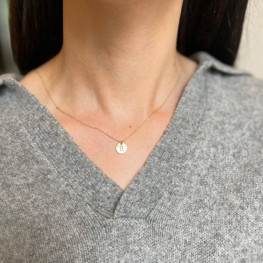 14KT Yellow Gold Personalized Letter Cut-Out Disc Mini Pendant