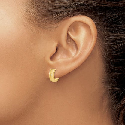 14KT Yellow Gold Textured Hinged Huggie Hoop Earrings 13mm