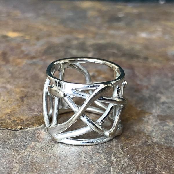 "The Sharona" Sterling Silver Artistic Cigar Band Ring - Legacy Saint Jewelry