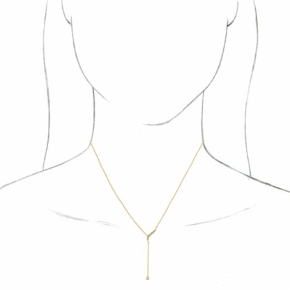 14KT Yellow Gold 1/10 CT Bezel Diamond Lariat Necklace