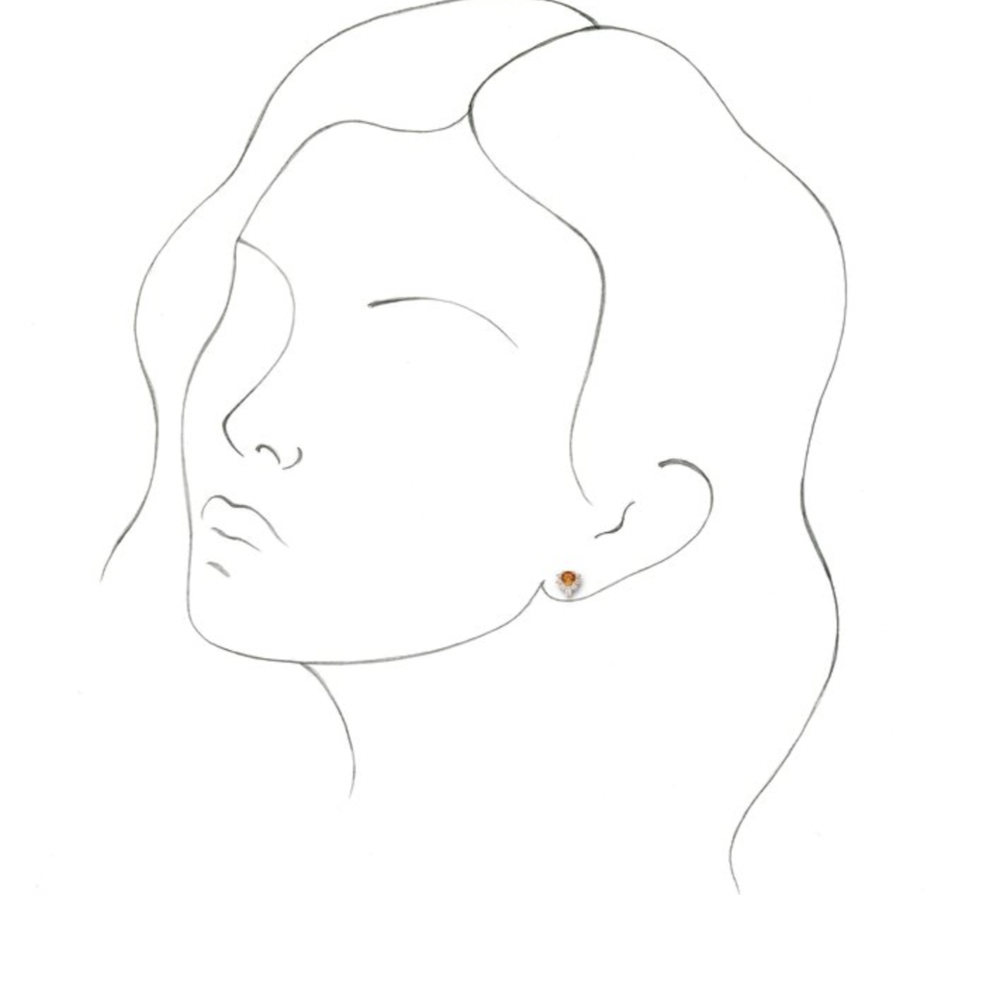 14KT Rose Gold Citrine + 1/6 CT Diamond Stud Earrings