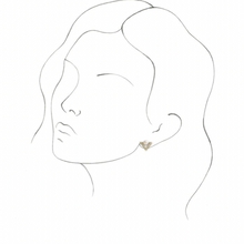 Load image into Gallery viewer, 14KT Yellow Gold Freshwater Pearl + 1/5 CT Diamond Triangle Stud Earrings