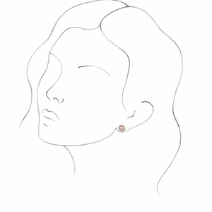 14KT Rose Gold Akoya Pearl, White Opal + 1/6 CT Diamond Stud Earrings