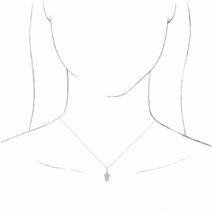 14KT Rose Gold Textured Eye Hamsa Pendant Chain Necklace