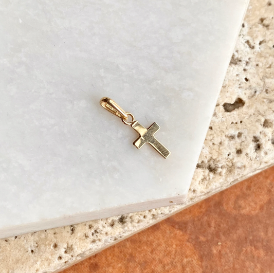 14KT Yellow Gold Mini Cross Pendant Charm 12mm