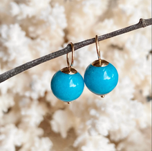 Load image into Gallery viewer, 14KT Yellow Gold Turquoise Gemstone Ball Earring Charms