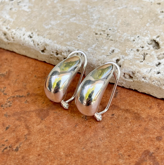 Sterling Silver Polished Teardrop Omega Back Earrings