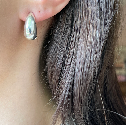Sterling Silver Polished Teardrop Omega Back Earrings - LSJ
