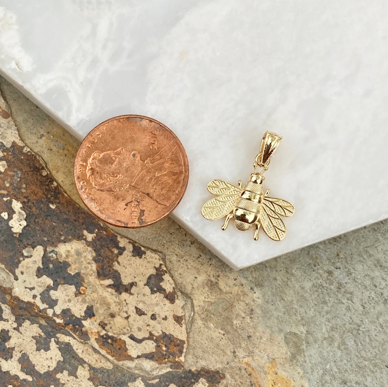 Bumble Bee Charm 14K Yellow Gold