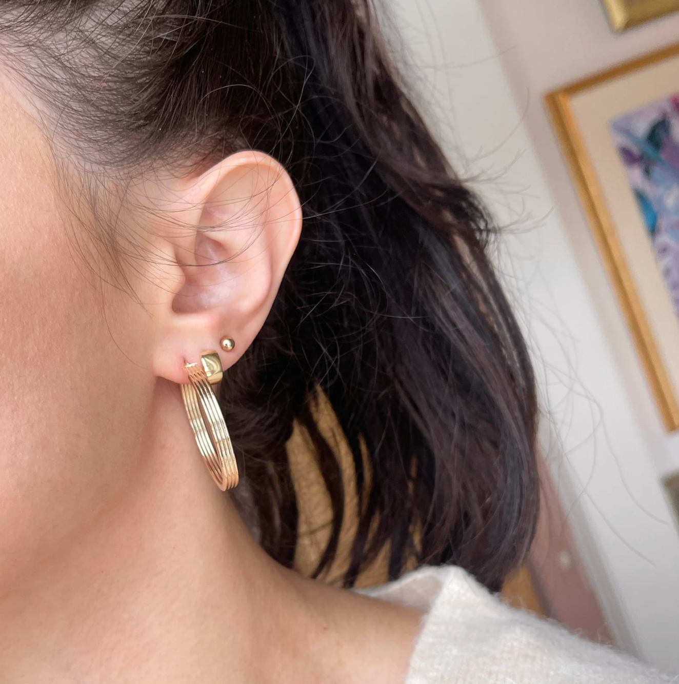 4mm Gold Tube Hoop Earrings