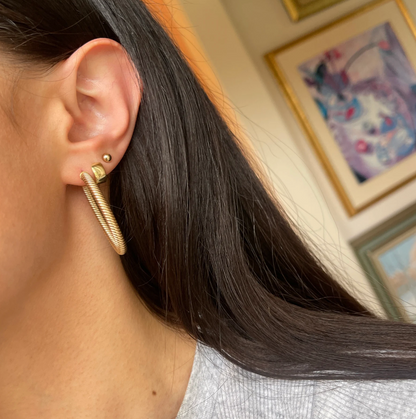 10KT Yellow Gold Twisted Tube Oval Hoop Earrings 39mm