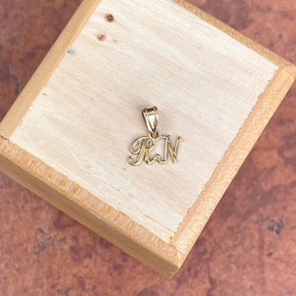 10KT Yellow Gold Mini RN Script Pendant Charm