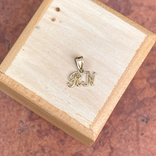 Load image into Gallery viewer, 10KT Yellow Gold Mini RN Script Pendant Charm