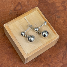 Load image into Gallery viewer, Sterling Silver Double Ball Post Dangle Earrings