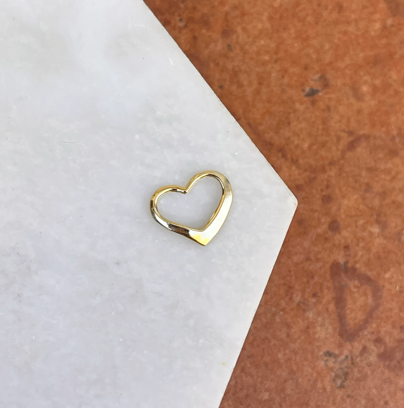 14KT Yellow Gold Small Open Heart Pendant Slide