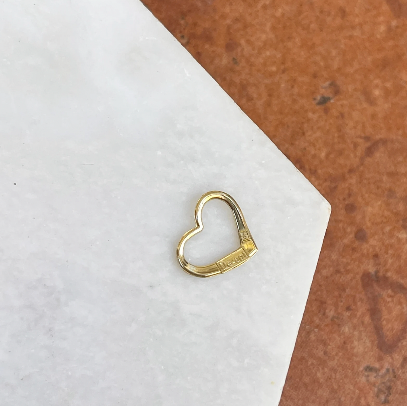 14KT Yellow Gold Small Open Heart Pendant Slide