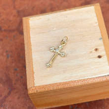 Load image into Gallery viewer, 10KT Yellow Gold .01 CT Diamond Budded Cross Pendant Charm