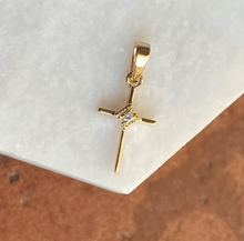 Load image into Gallery viewer, 14KT Yellow Gold .01 CT Diamond Thin Cross Pendant Charm