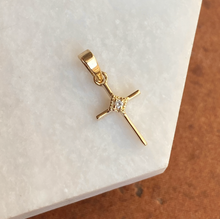 Load image into Gallery viewer, 14KT Yellow Gold .01 CT Diamond Thin Cross Pendant Charm