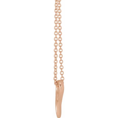 14KT Rose Gold Cancer Awareness Ribbon Pendant Chain Necklace