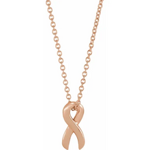 Load image into Gallery viewer, 14KT Rose Gold Cancer Awareness Ribbon Pendant Chain Necklace