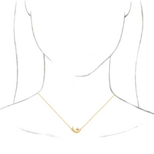Load image into Gallery viewer, 14KT Yellow Gold Crescent Moon + Star Pendant Chain Necklace