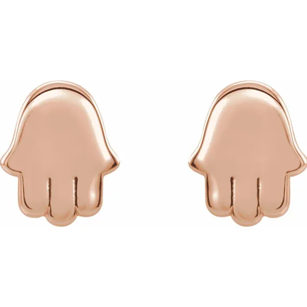 14KT Rose Gold Polished Mini Hamsa Stud Earrings