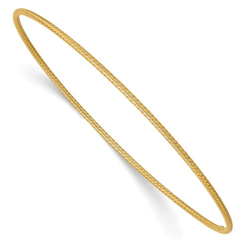 14KT Yellow Gold Thin Rope Twist Slip-On Bangle Bracelet 1.5mm, 14KT Yellow Gold Thin Rope Twist Slip-On Bangle Bracelet 1.5mm - Legacy Saint Jewelry