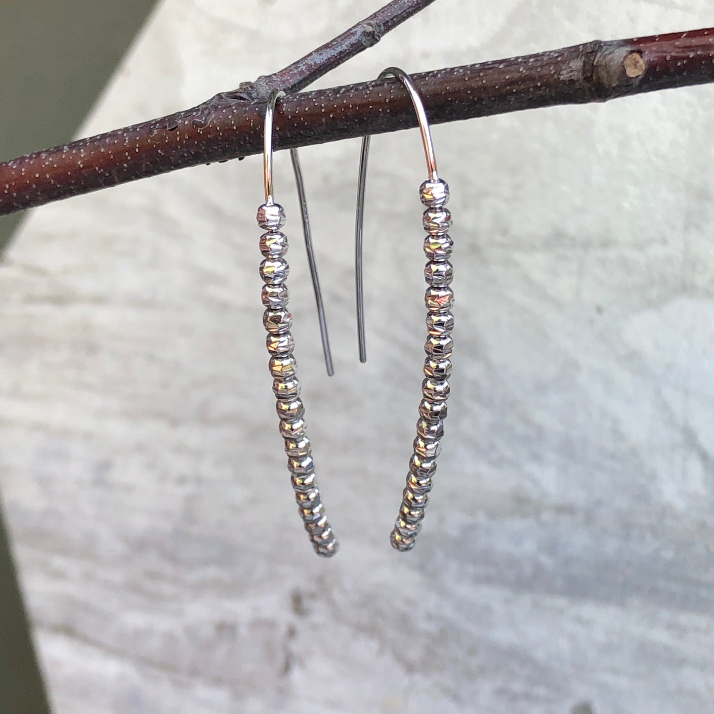 Sterling Silver Threader Beaded Ear Wire Earrings, Sterling Silver Threader Beaded Ear Wire Earrings - Legacy Saint Jewelry