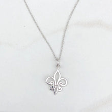 Load image into Gallery viewer, 14KT White Gold Fleur de Lis Pendant Charm, 14KT White Gold Fleur de Lis Pendant Charm - Legacy Saint Jewelry