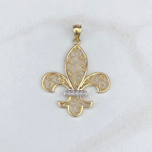 Load image into Gallery viewer, 14KT Yellow Gold Filigree Fleur de Lis Pendant Charm, 14KT Yellow Gold Filigree Fleur de Lis Pendant Charm - Legacy Saint Jewelry