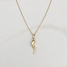 Load image into Gallery viewer, 14KT Yellow Gold &quot;Cornicello&quot; Italian Horn Pendant Charm 20mm, 14KT Yellow Gold &quot;Cornicello&quot; Italian Horn Pendant Charm 20mm - Legacy Saint Jewelry