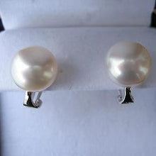 Load image into Gallery viewer, 14KT White Gold Paspaley Pearl Omega Earrings 12mm, 14KT White Gold Paspaley Pearl Omega Earrings 12mm - Legacy Saint Jewelry