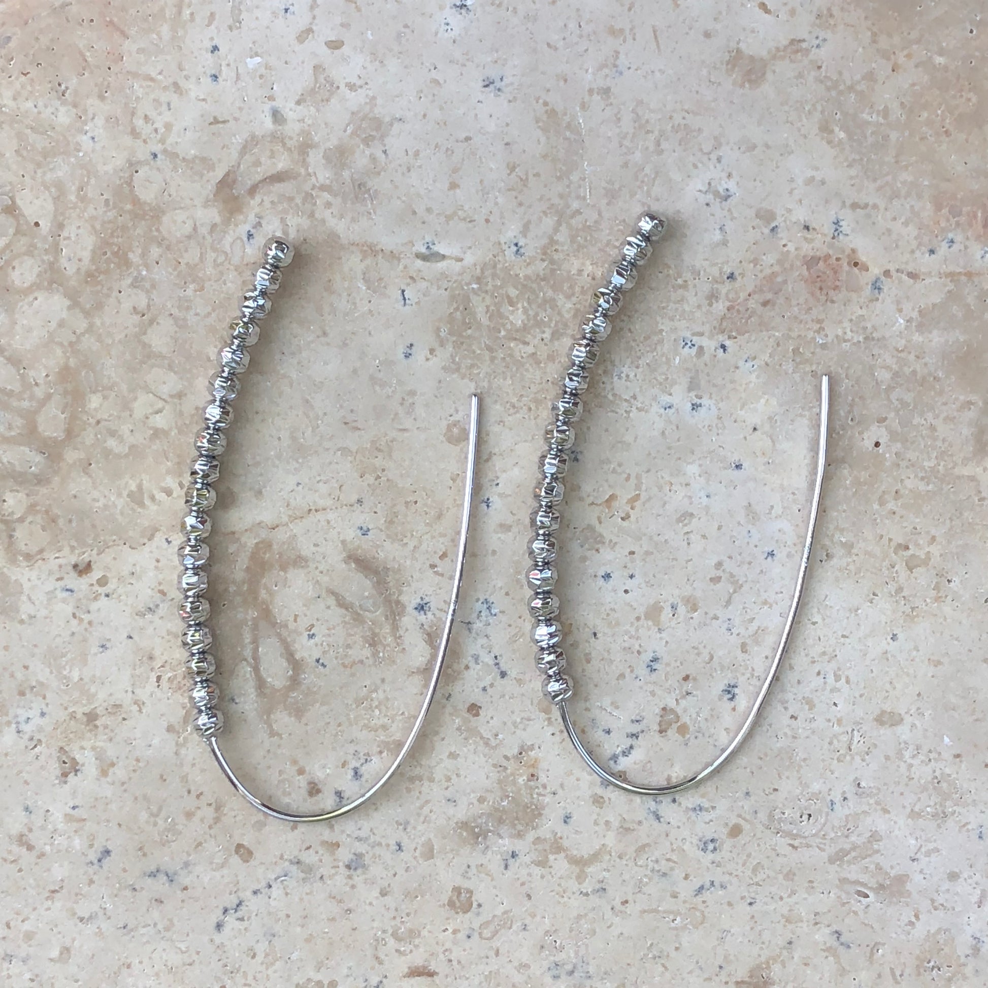 Sterling Silver Threader Beaded Ear Wire Earrings, Sterling Silver Threader Beaded Ear Wire Earrings - Legacy Saint Jewelry