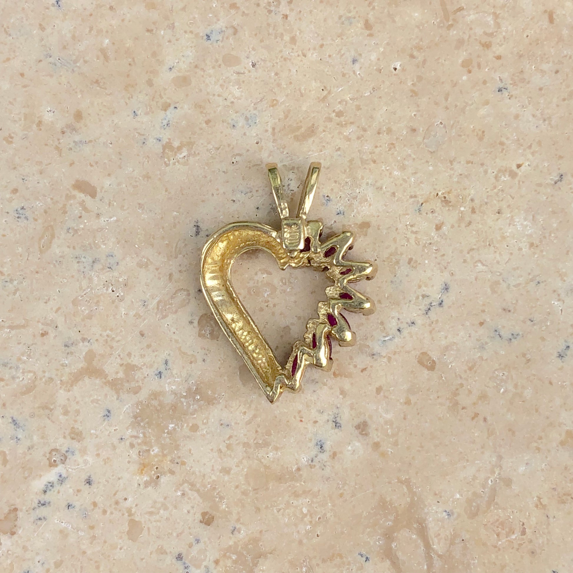 Estate 10KT Yellow Gold Ruby Heart Pendant, Estate 10KT Yellow Gold Ruby Heart Pendant - Legacy Saint Jewelry