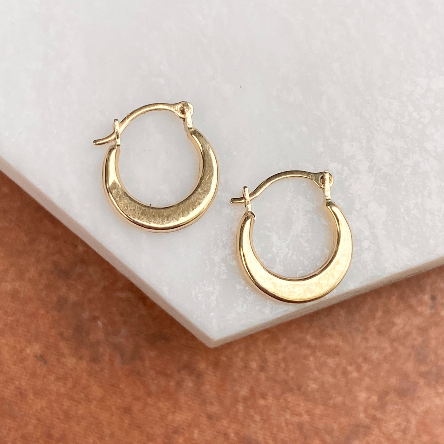 14KT Yellow Gold Polished Mini Hollow Hoop Earrings 10mm, 14KT Yellow Gold Polished Mini Hollow Hoop Earrings 10mm - Legacy Saint Jewelry